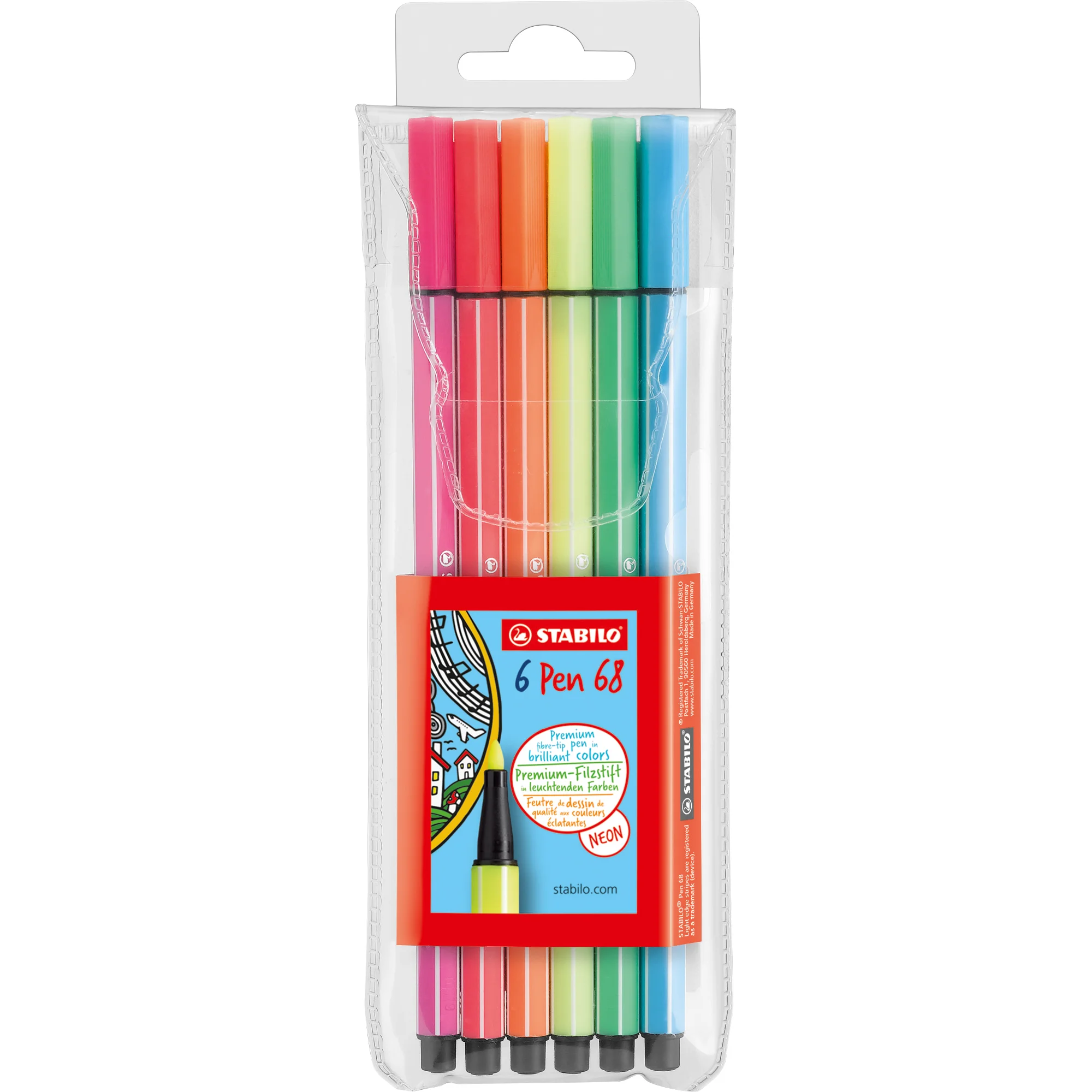 STABILO Fasermaler Pen 68 NEON, 6er Kartonetui (EAN: 4006381132503)