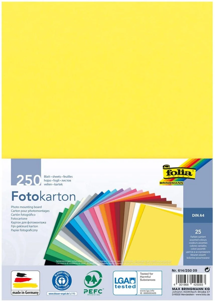 folia Fotokarton, DIN A4, 300 g/qm, sortiert (EAN: 4001868425093)