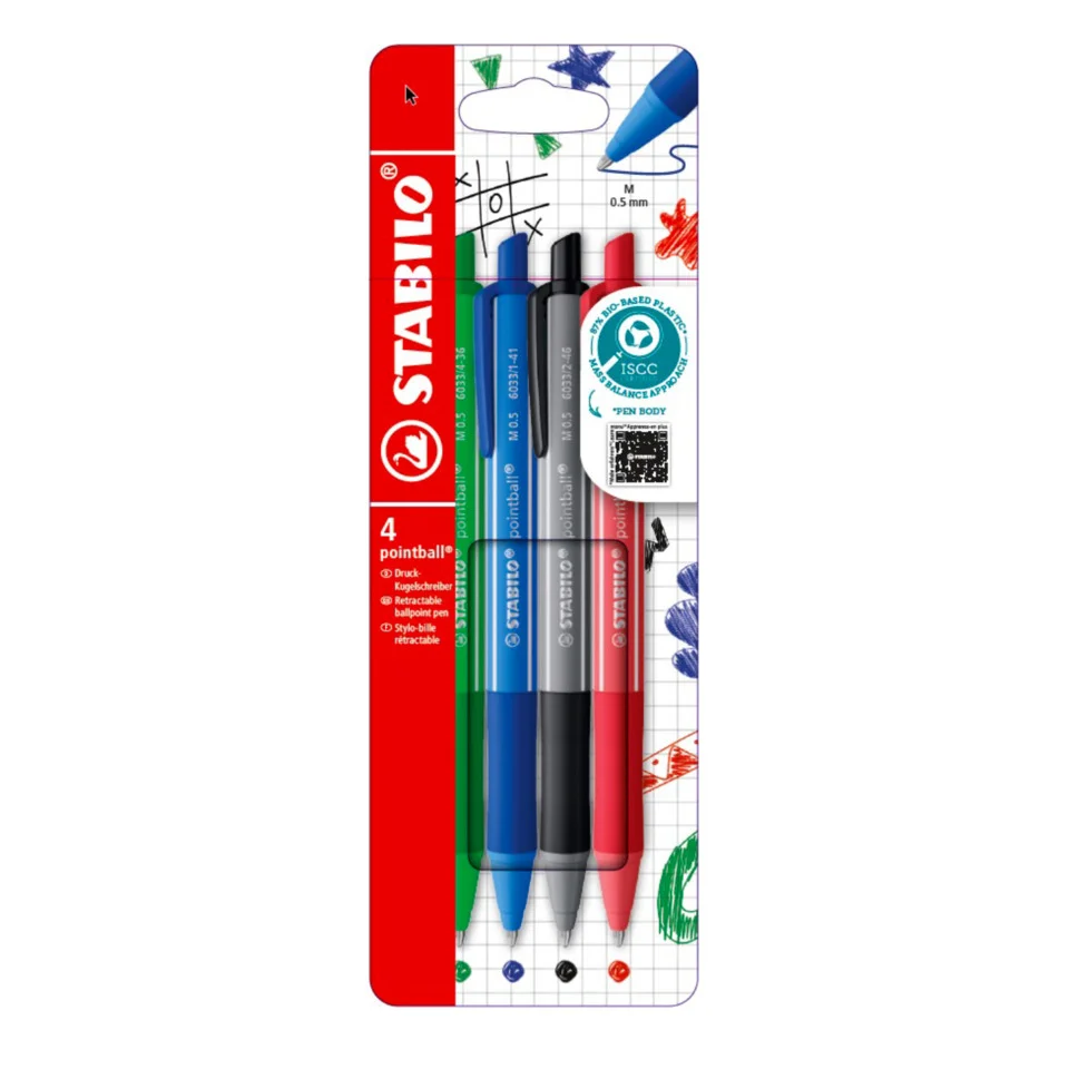 STABILO Druckkugelschreiber pointball colorful, 4er Etui (EAN: 4006381624749)