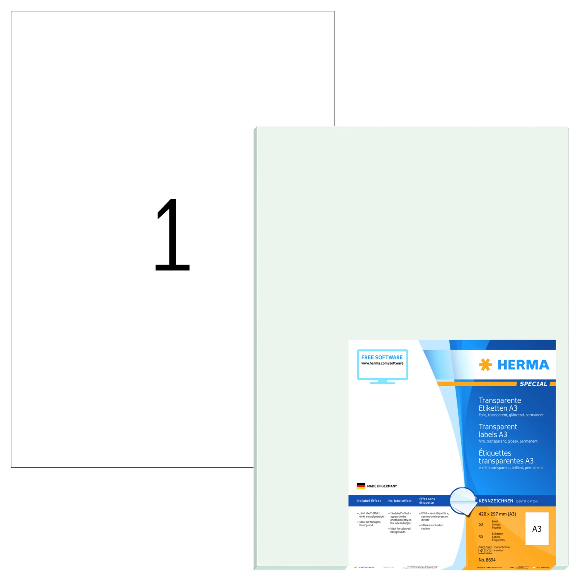HERMA Transparente Folien-Etiketten SPECIAL, A3, 297x420 mm (EAN: 4008705086943)