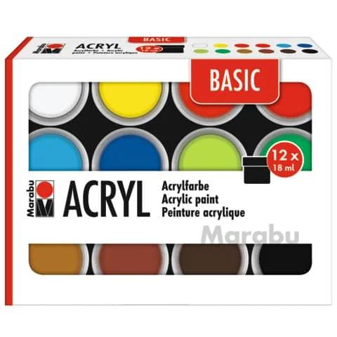 Marabu Acrylfarben-Set BASIC, 12 x 18 ml (EAN: 4068247003464)