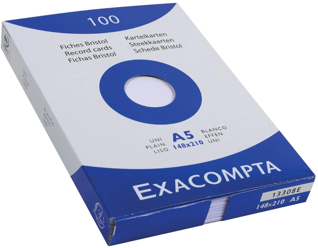 EXACOMPTA Karteikarten, DIN A5, liniert, weiß (EAN: 3130630138082)
