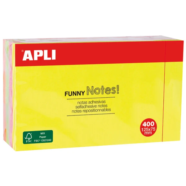 APLI Haftnotiz-Würfel "FUNNY Notes!",125 x 75 mm, sortiert (EAN: 8410782134381)