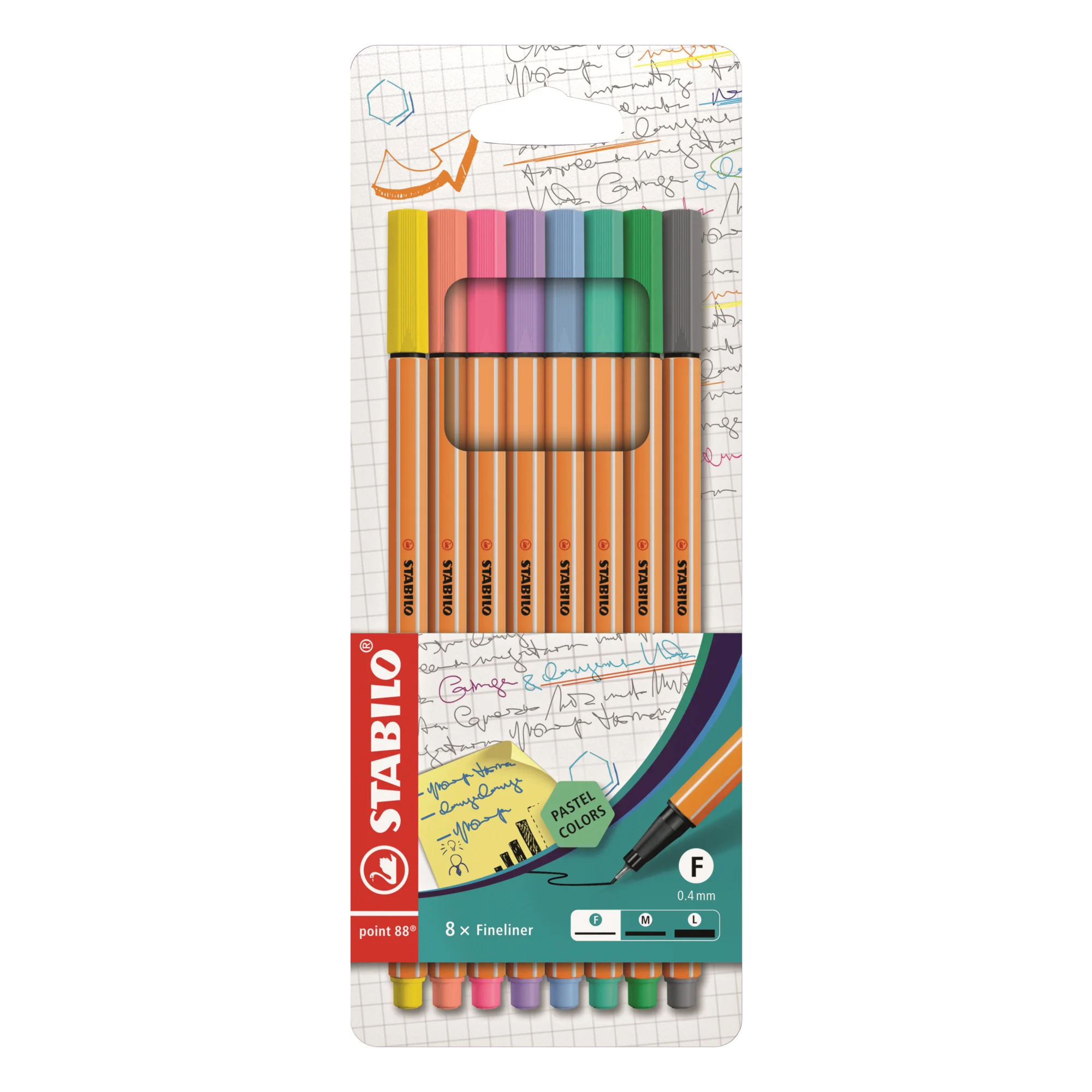 STABILO Fineliner point 88 Pastel Colors, 8er Kartonetui (EAN: 4006381493499)