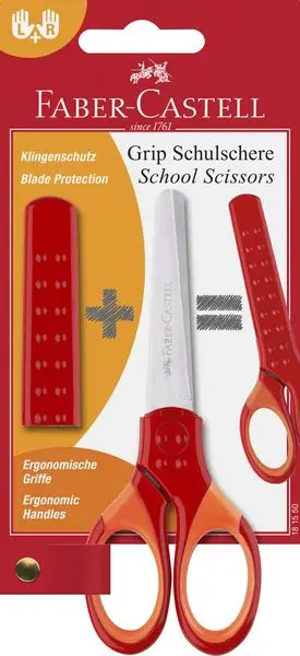 FABER-CASTELL Schulschere GRIP, rot, auf Blisterkarte (EAN: 4005401815501)