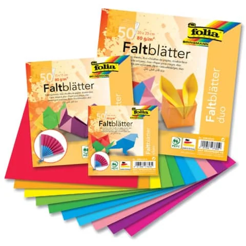 folia Faltblätter "DUO", 100 x 100 mm, 50 Blatt, 10 farbig sortiert (EAN: 4001868078435)