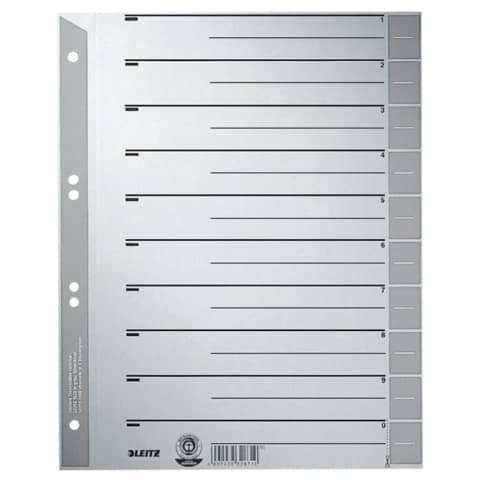 LEITZ Trennblätter, A4 Überbreite, Kraftkarton 230g/qm, grau (EAN: 4002432328734)