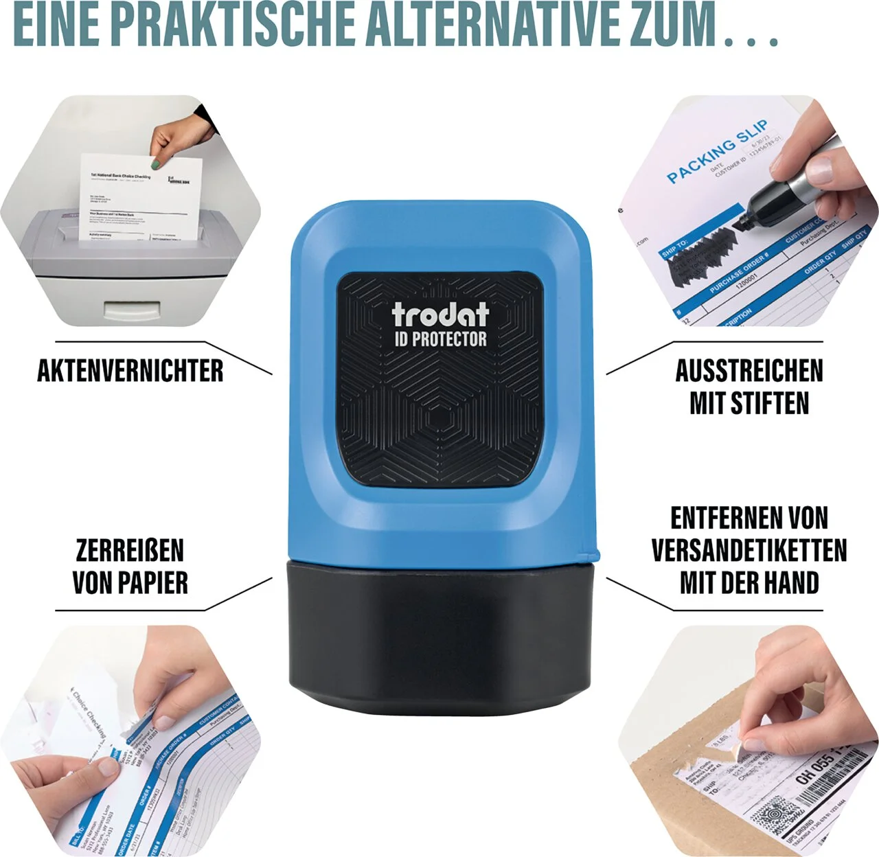 trodat Datenschutz-Rollstempel ID Protector, blau (EAN: 9010035995234)
