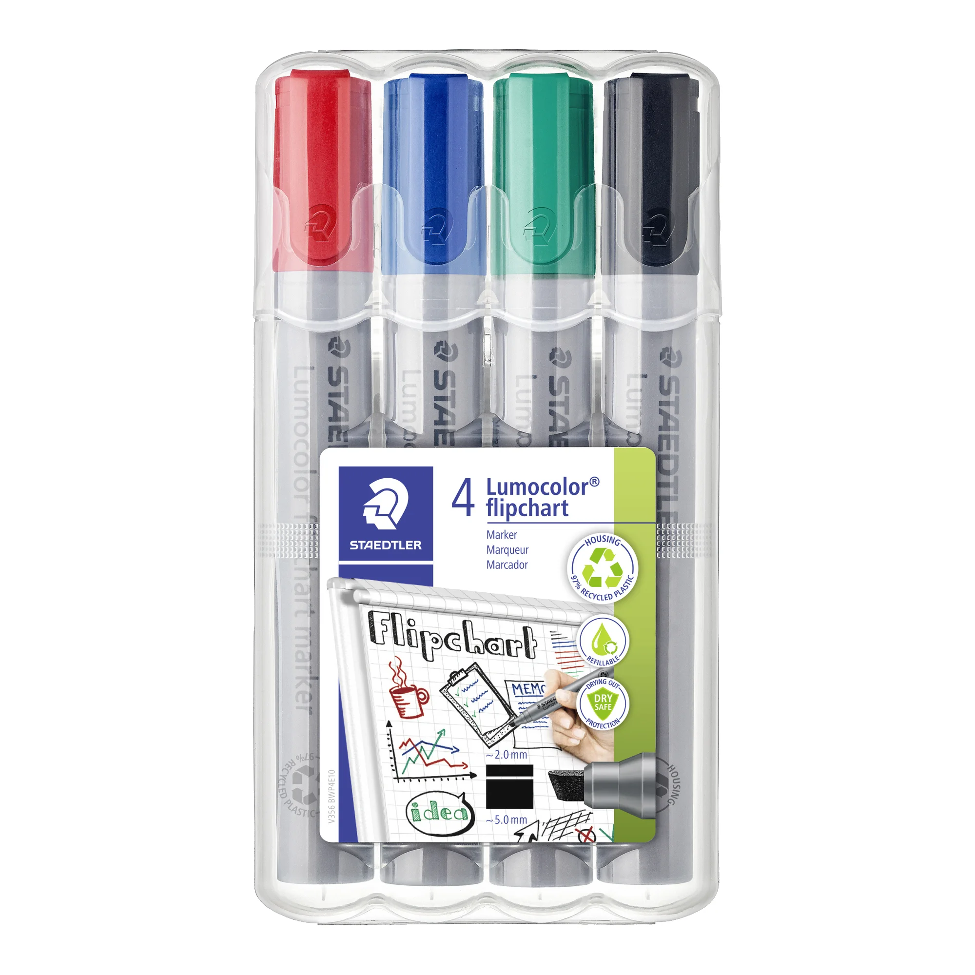 STAEDTLER Lumocolor Flipchart-Marker 356B, 4er Etui (EAN: 4007817356050)