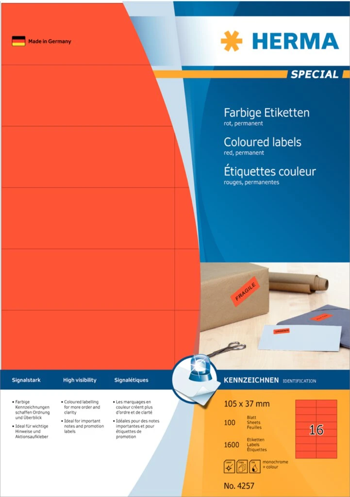 HERMA Universal-Etiketten SPECIAL, 105 x 37 mm, rot (EAN: 4008705042574)