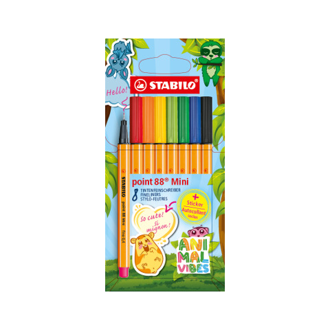 STABILO Fineliner point 88 Mini Animal Vibes, 8er Etui (EAN: 4006381625630)