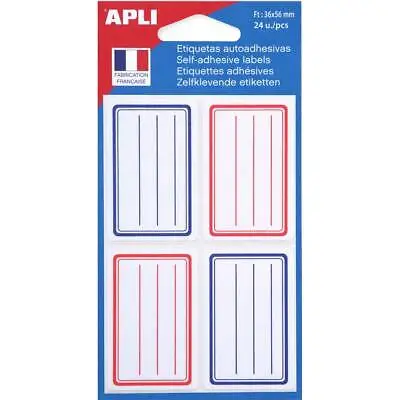 APLI Buchetiketten, rot/blau, 36 x 56 mm, liniert (EAN: 3270240112789)