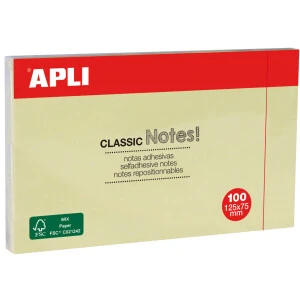 APLI Haftnotizen "CLASSIC Notes!", 125 x 75 mm, gelb (EAN: 8410782109761)