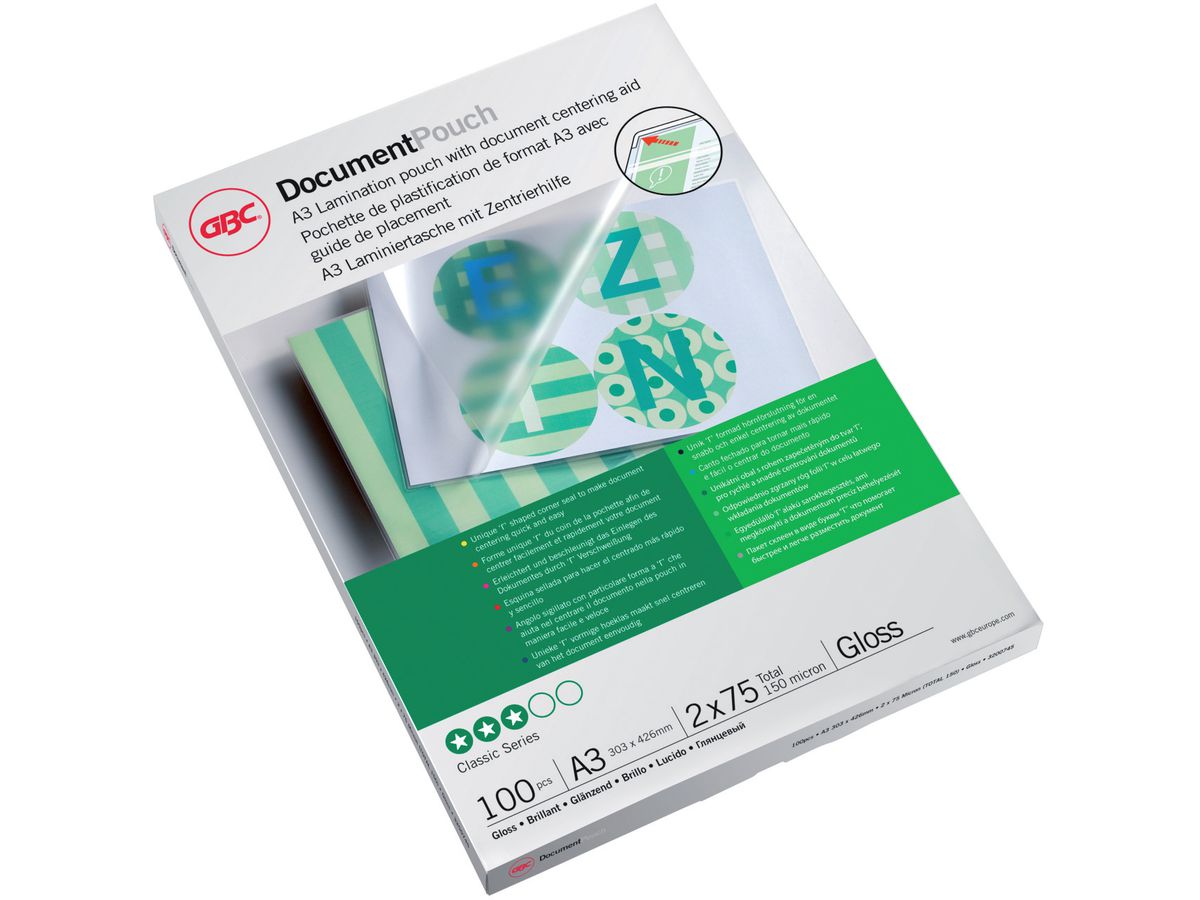 GBC Laminierfolientasche, DIN A3, glänzend, 150 mic (EAN: 0033816100381)