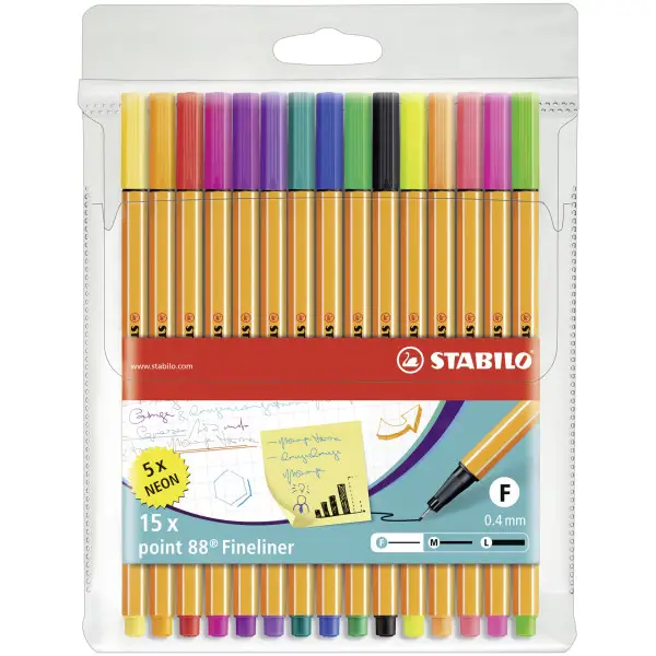 STABILO Fineliner point 88 Neon, 15er Kartonetui (EAN: 4006381438650)