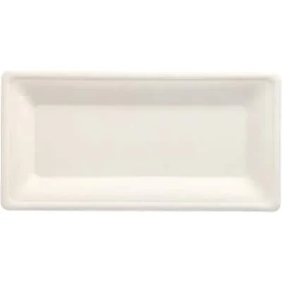 PAPSTAR Zuckerrohr-Teller "pure", eckig, 130 x 260 mm, 50er, weiß (EAN: 4002911713044)