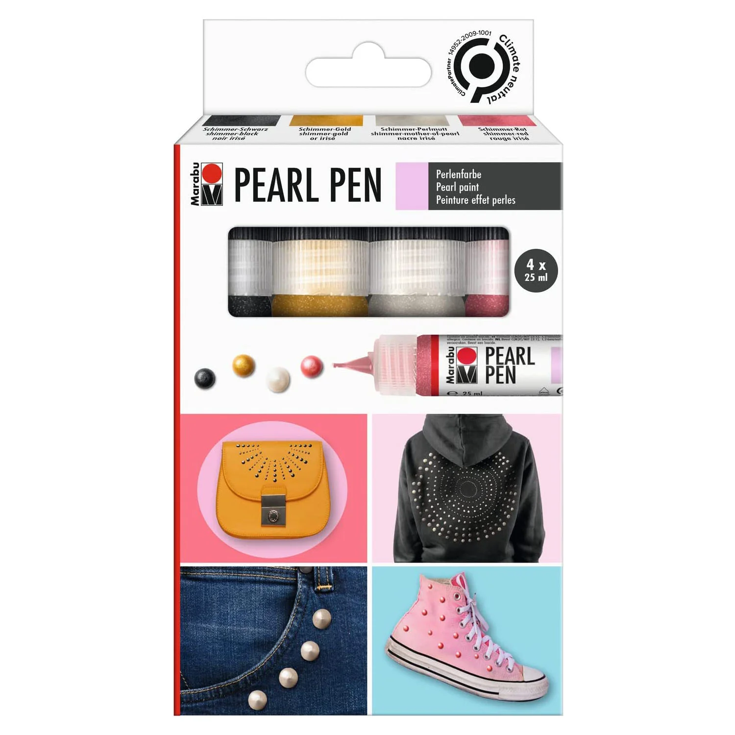 Marabu Perlenfarbe Pearl Pen, 4er Set, farbig sortiert (EAN: 4007751905598)