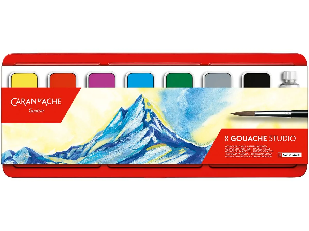 CARAN D'ACHE Gouache GOUACHE STUDIO, in Tabletten, 8er Etui, weiß (EAN: 7610186143083)
