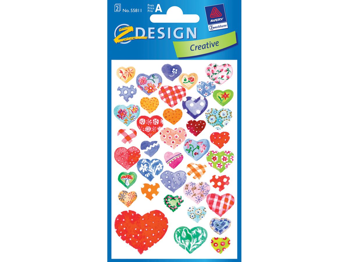 ZDesign CREATIVE Sticker "Herzen", geglimmert, bunt (EAN: 4004182558119)