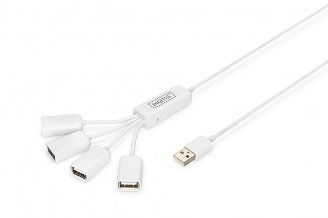 DIGITUS USB 2.0 Kabel Hub, 4 Port, weiß (EAN: 4016032284062)