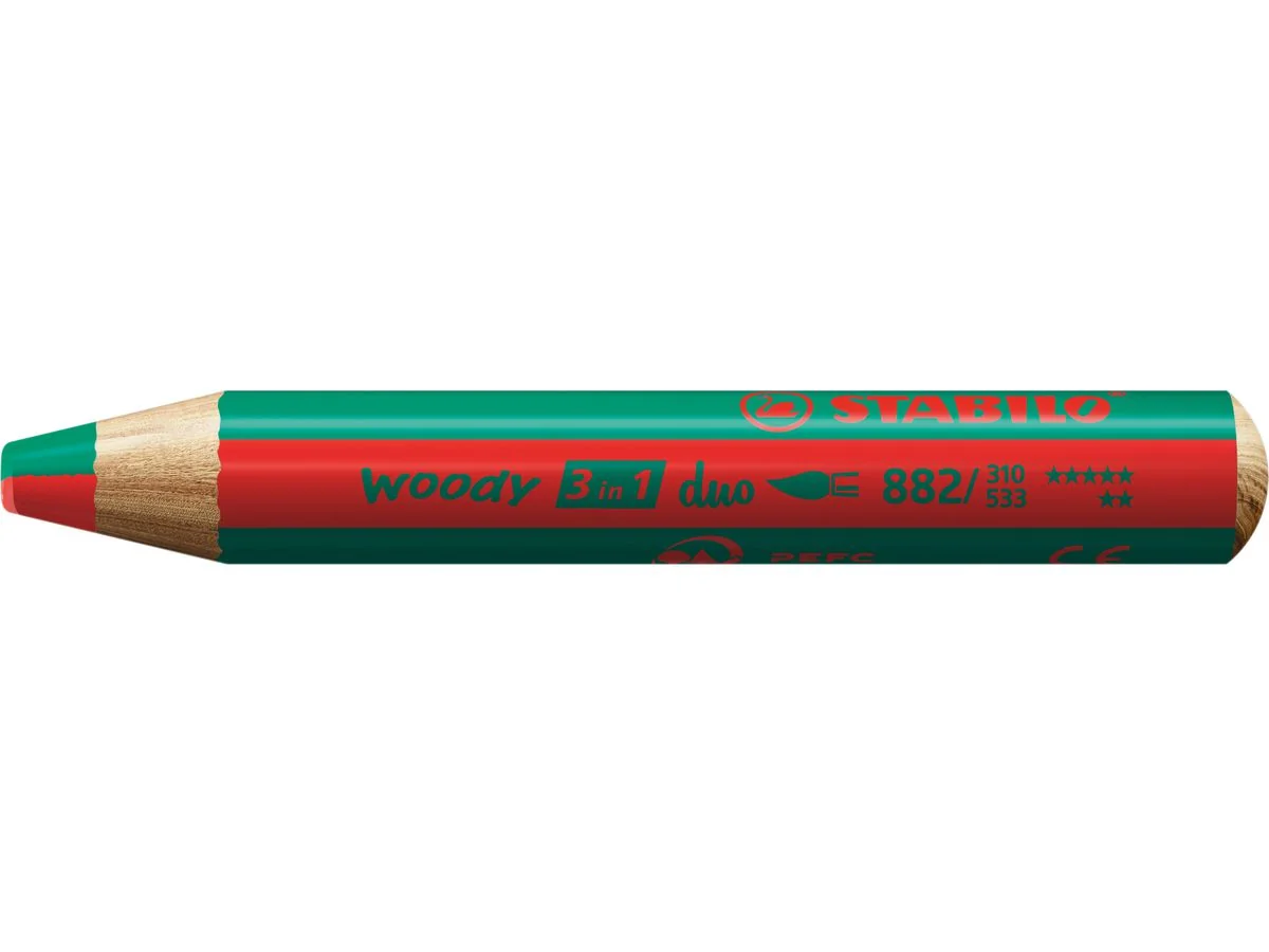 STABILO Multitalentstift woody 3 in 1 duo, rot/dunkelgrün (EAN: 4006381603690)