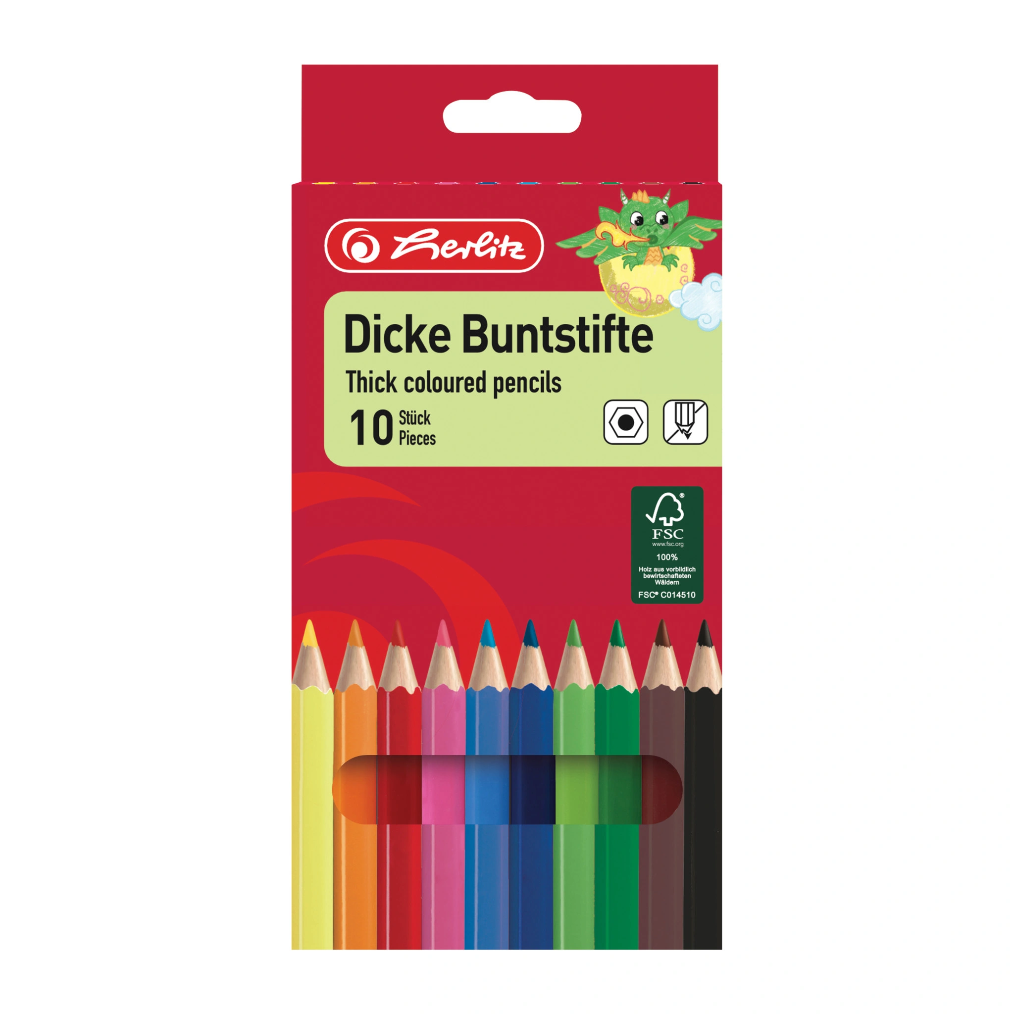 herlitz Buntstifte Jumbo, sechseckig, 10er Karton-Etui (EAN: 4008110296906)