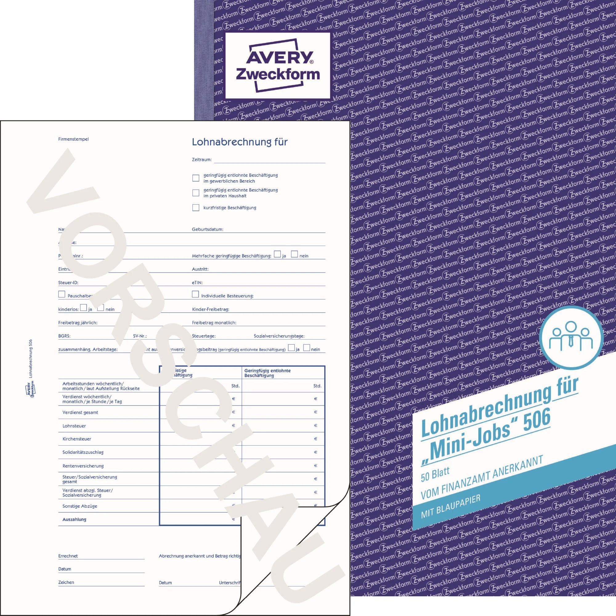 AVERY Zweckform Formularbuch "Lohnabrechnung Mini-Jobs", A4 (EAN: 4004182005064)