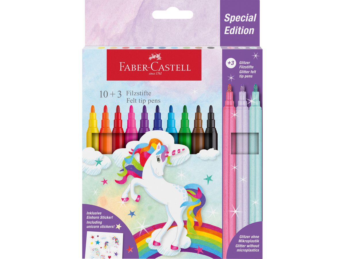FABER-CASTELL Fasermaler Einhorn, 10+3 Kartonetui (EAN: 4005405542137)