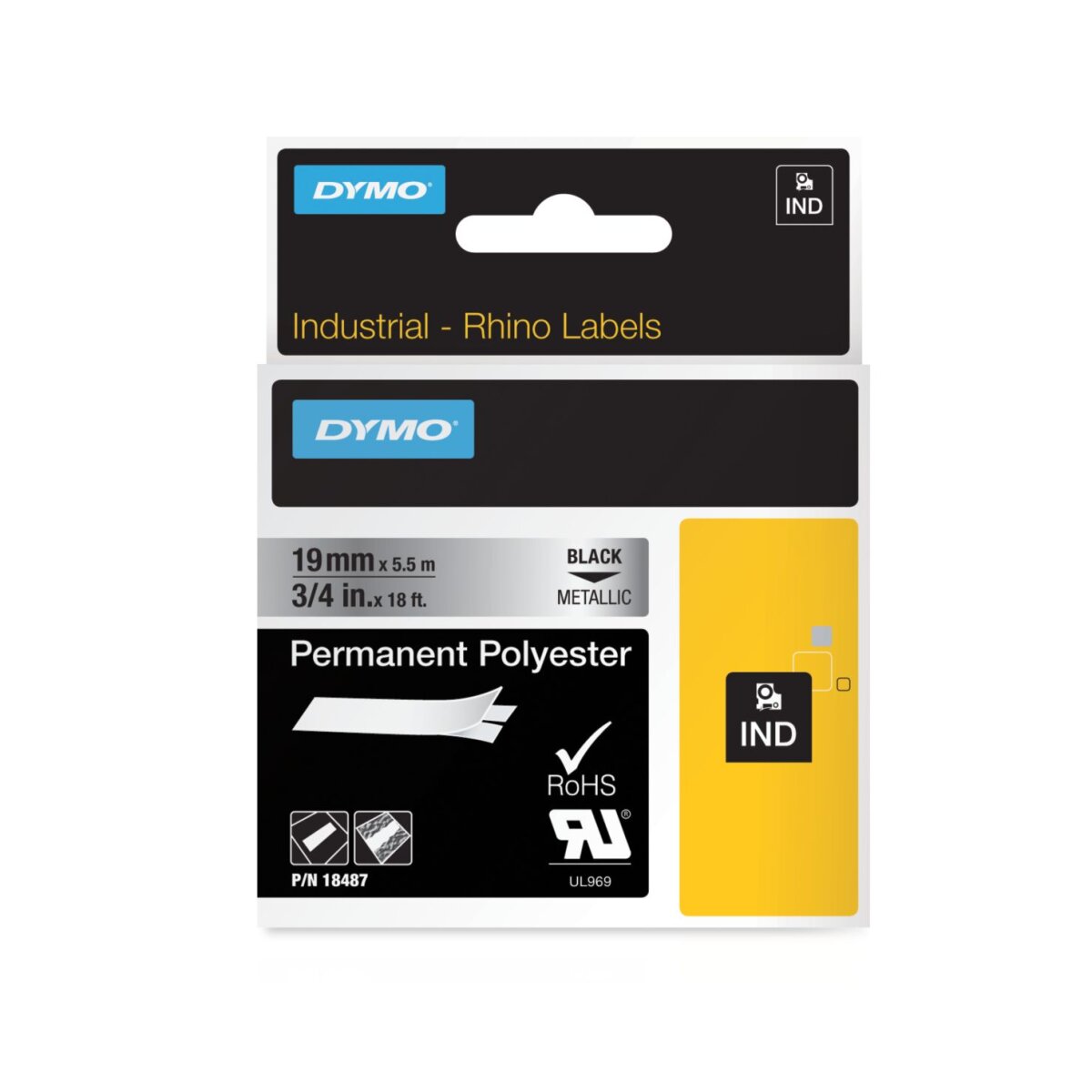 DYMO RHINO Polyester-Schriftband metallic, 19 mm x 5,5 m (EAN: 0071701184870)