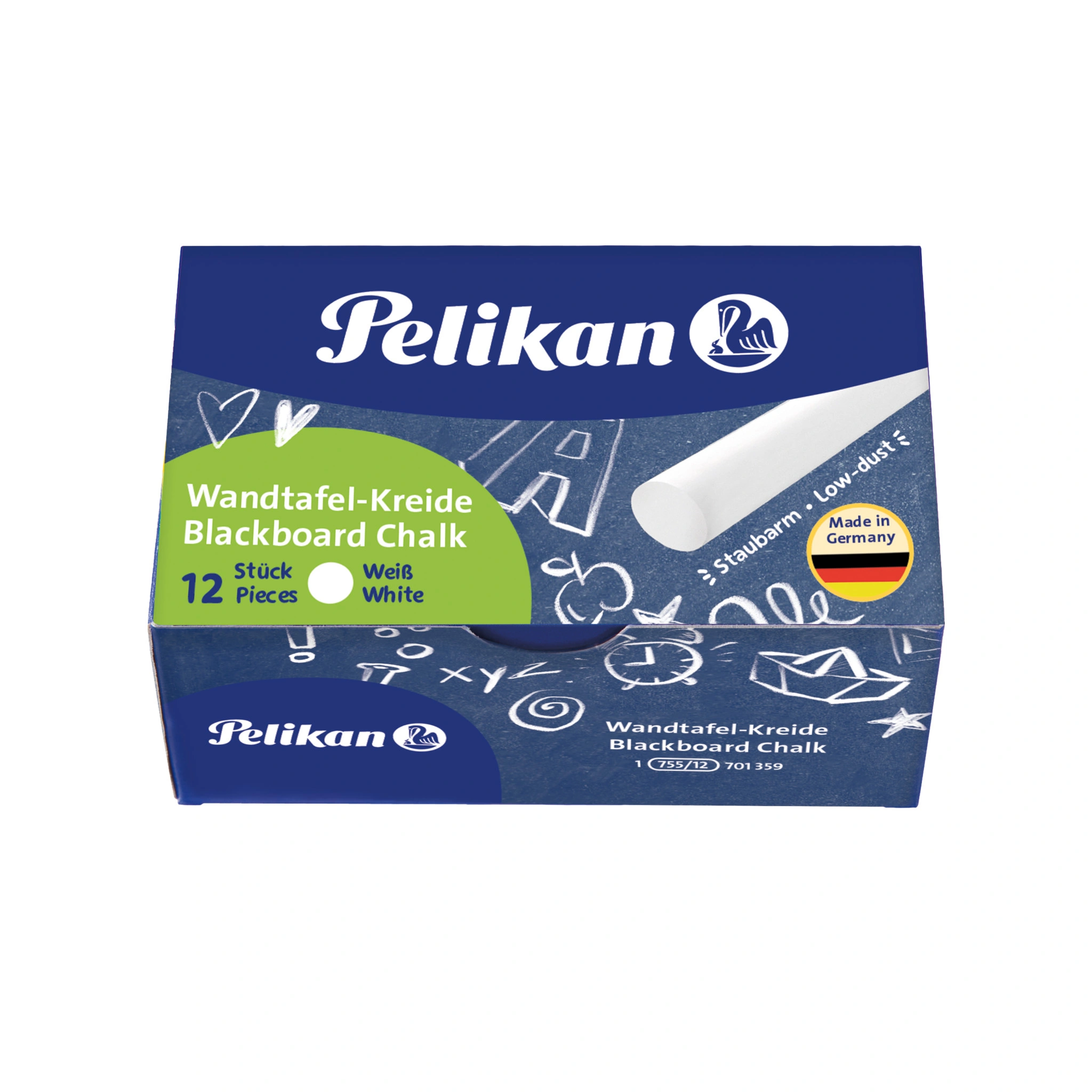 Pelikan Wandtafelkreide 755/12, weiß, Kartonetui (EAN: 4012700701350)