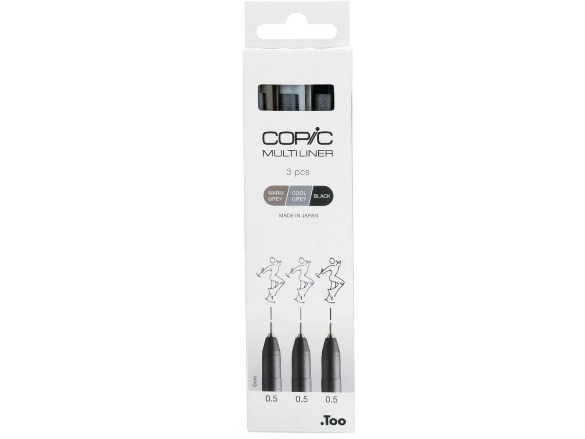 COPIC Fineliner MULTILINER, grau/schwarz, 3er Set (EAN: 4013695266060)
