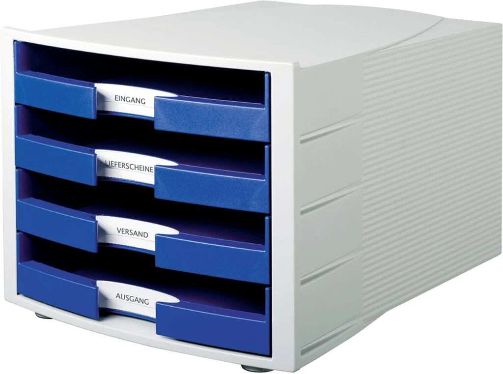 HAN Schubladenbox IMPULS 2.0, 4 offene Schübe,lichtgrau/blau (EAN: 4012473101821)