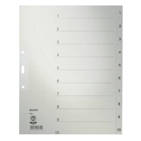 LEITZ Tauenpapier-Register, Zahlen, A4 Überbreite, 1-10,grau (EAN: 4002432328840)