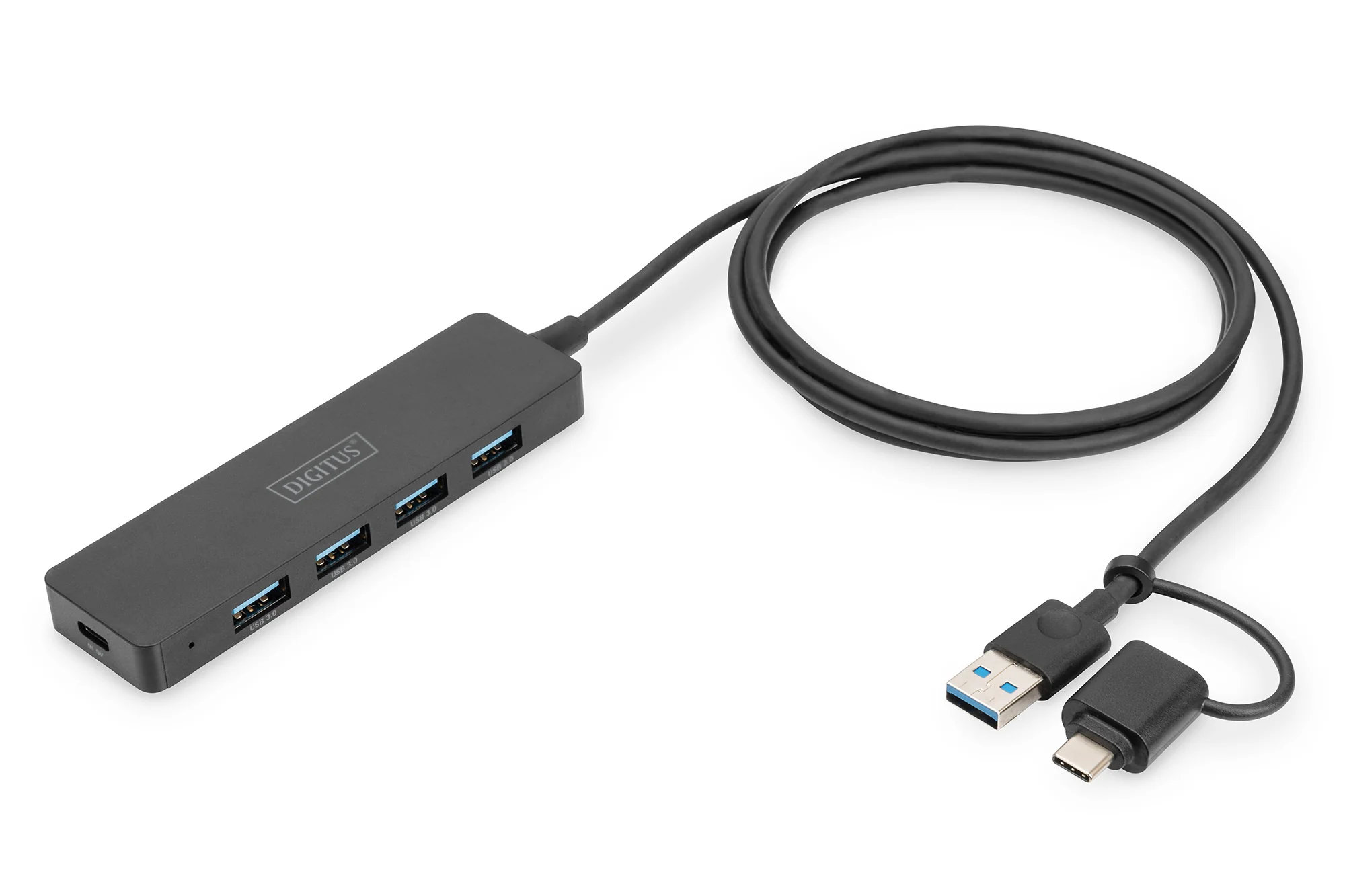 DIGITUS USB 3.0 Hub, 4-Port, Slim Line, schwarz (EAN: 4016032489214)