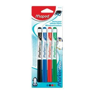 Maped Whiteboard-Marker Marker'Peps, 4er Blisterkarte, rot, blau, grün & schwarz (EAN: 3154147413128)