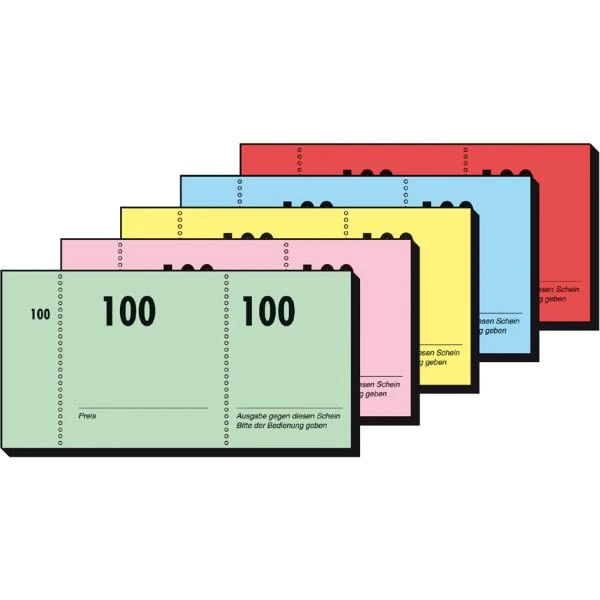 sigel Nummernblock 1-100, 105 x 50 mm, 100 Blatt, gelb, rosa, weiß, grün, blau (EAN: 4004360921018)