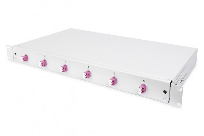 DIGITUS 19" Glasfaser LWL Spleißbox, OM4, bestückt, 6 x LC (EAN: 4016032325703)