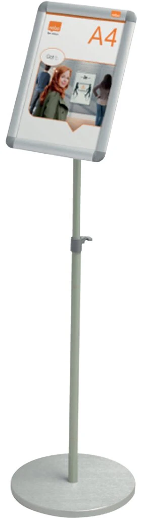 nobo Infoständer DIN A4, Maße: (B)300 x (T)300 x (H)850 mm, Rahmen: silber - Standrohr: hellgrün (EAN: 5028252249225)