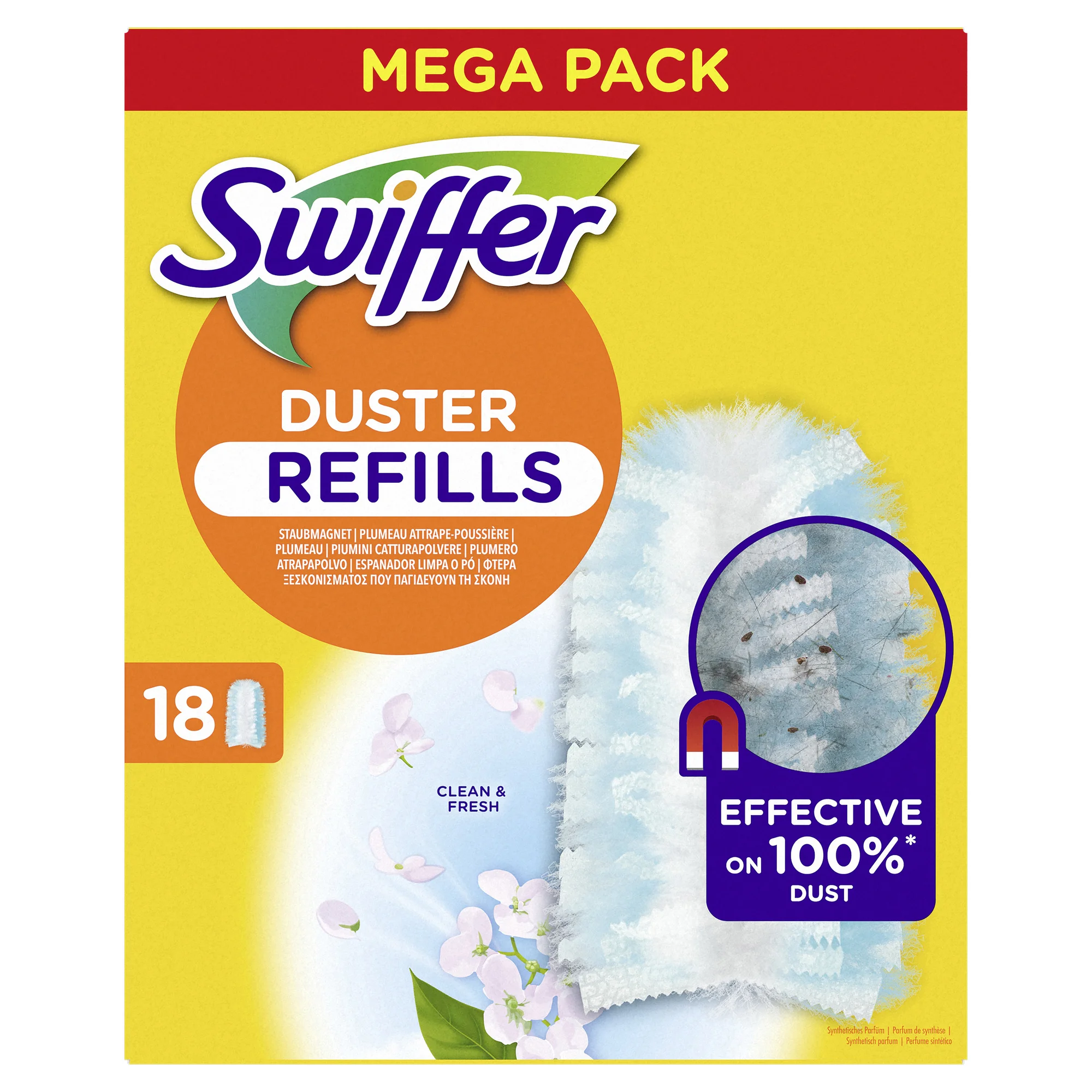 Swiffer Staubmagnet Tücher mit febreze-Duft, 18er Pack (EAN: 8700216711043)