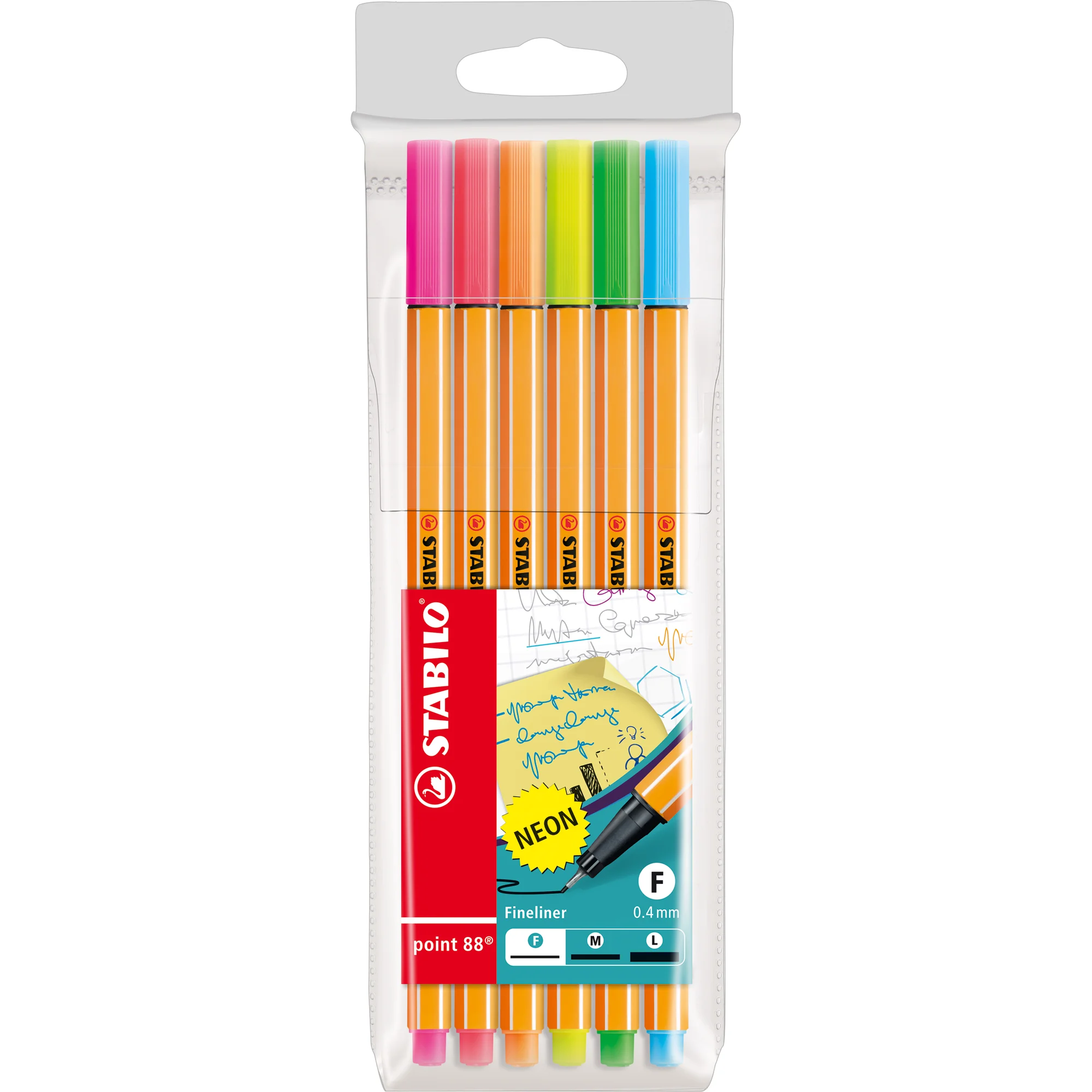 STABILO Fineliner point 88 Neon, 6er Kartonetui (EAN: 4006381493451)