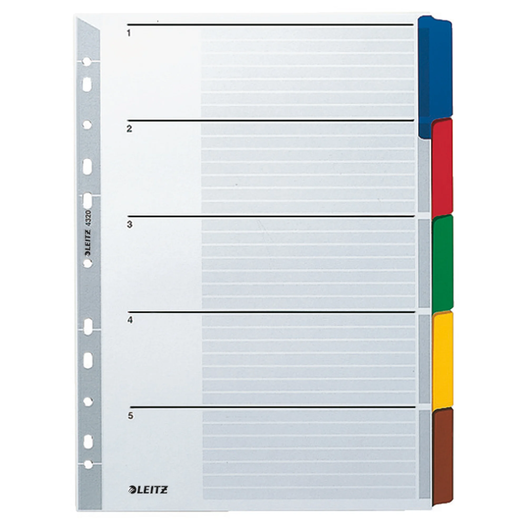 LEITZ Mylarkarton-Register, blanko, A4, 5-teilig, grau (EAN: 4002432309221)