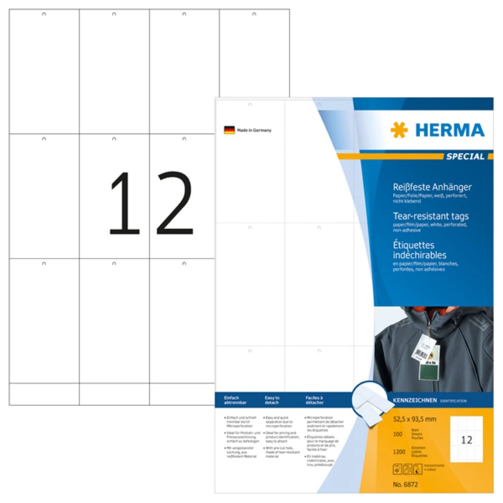 HERMA Warenanhänger SPECIAL, 93,5 x 52,5 mm, weiß (EAN: 4008705068727)