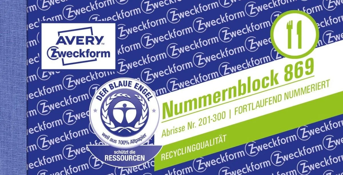 AVERY Zweckform Nummernblock 1 - 1000, 105 x 53 mm, rot (EAN: 4004182205518)