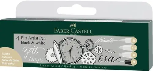FABER-CASTELL Tuschestift PITT artist pen, 4er Etui, farbig sortiert (EAN: 4005401671510)