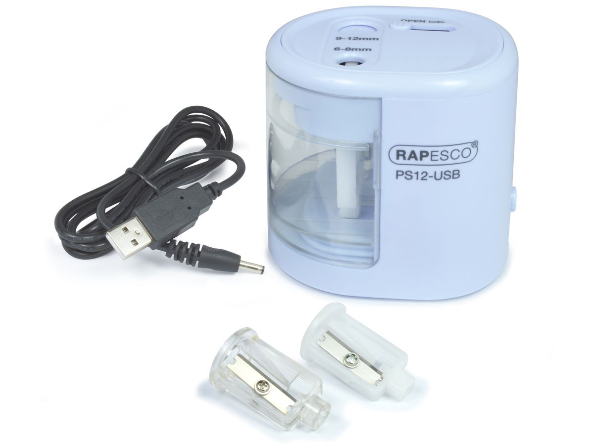 RAPESCO Elektrischer Doppel-Spitzer PS12-USB, hellblau (EAN: 5018505010979)