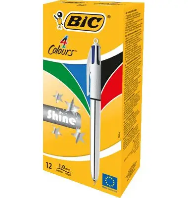 BIC Druckkugelschreiber 4 Colours Shine, 0,32 mm, silber (EAN: 3086123310384)