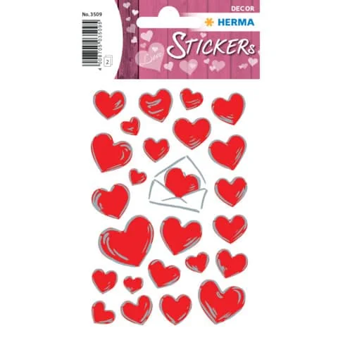 HERMA Sticker DECOR "Herzen & Briefe", Silberprägung (EAN: 4008705035095)