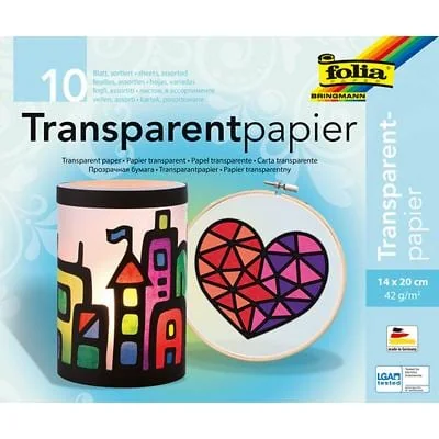 folia Transparentpapier, 140 x 200 mm, 10 Blatt im Umschlag, farbig sortiert (EAN: 4001868008005)