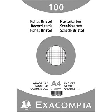 EXACOMPTA Karteikarten, DIN A4, kariert, weiß (EAN: 3130630102069)