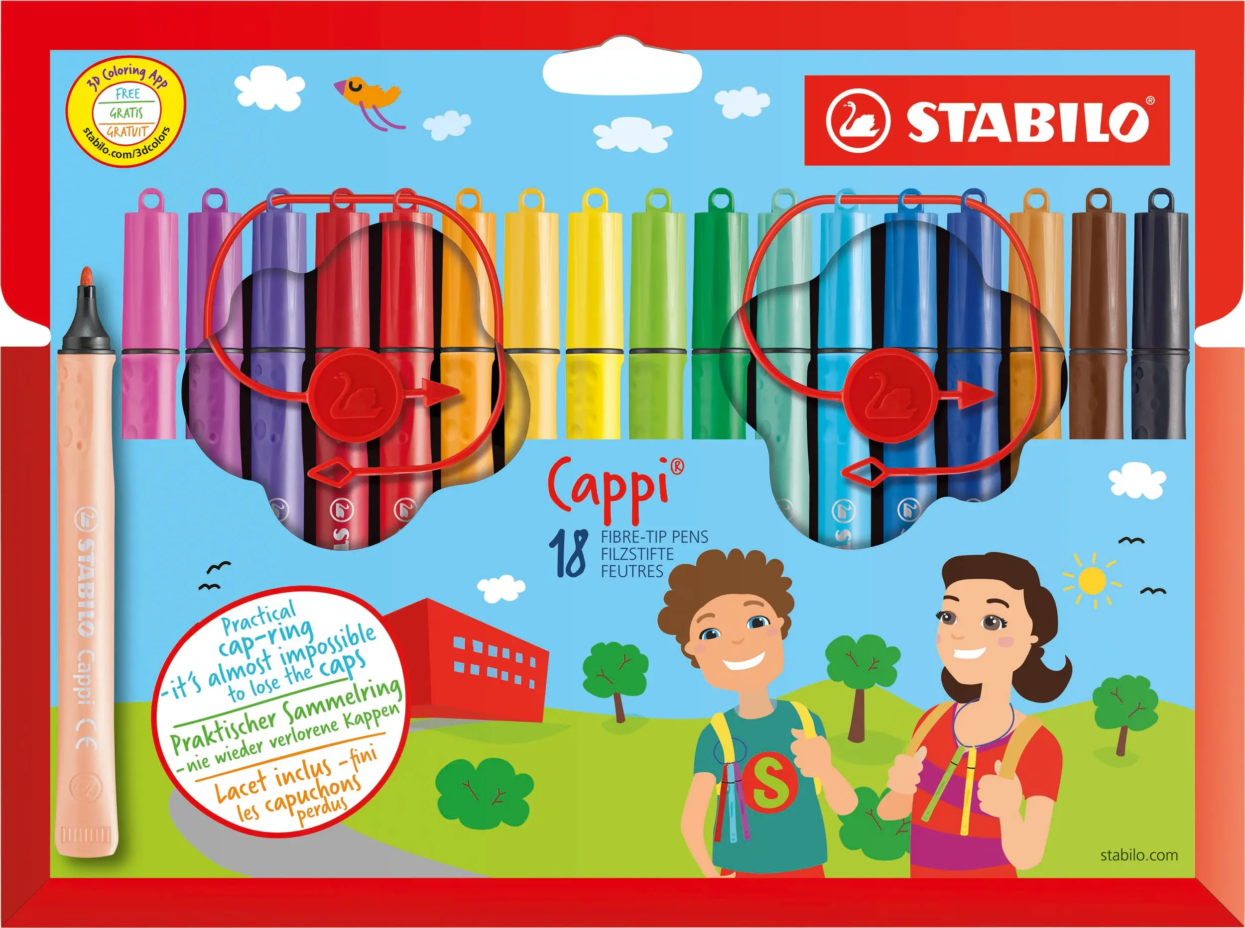 STABILO Fasermaler Cappi, 18er Kartonetui (EAN: 4006381483735)